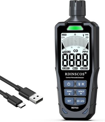 NÖRDIC Karbonmonoksiddetektor med LCD-skjerm, bærbar CO-detektor for hjem, camping, utendørs