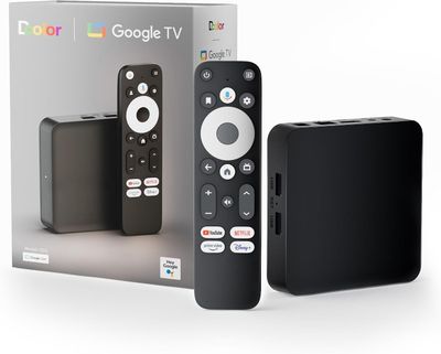 Android Google TV-certificeret 4K-streamer, medieafspillerboks med stemmeassistent, fjernbetjening, indbygget Chromecast og smart home-kontrol