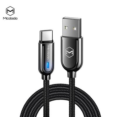 McDodo CA-6190 USB C Til USB A kabel for synkronisering og rask lading, LED-indikator, Ladning fullføres automatisk når ladingen er fullført, svart 1m