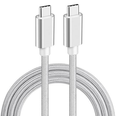 NÖRDIC 2m USB C 3.1 USB C Nylon Braid Cable Quick Lataus 3A Gen1 5Gbps Power Delivery PD 60W Valkoinen