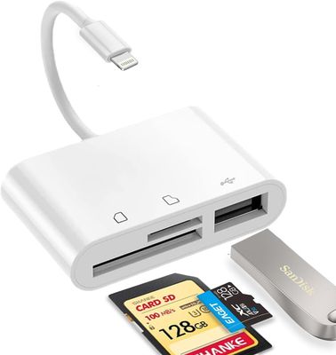 NÖRDIC Lightning-kortleser 2 kortspor SD, MicroSD, 1xUSB-A 3.0 UHS-I