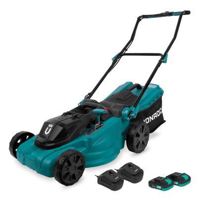 VONROC Plæneklipper 40V - 2.0Ah - 38cm | 45L | Støjsvag & Kraftfuld | Inkl. 2x 2.0Ah akku og dobbeltoplader