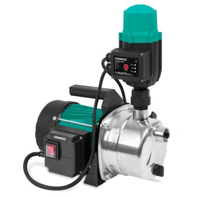 VONROC Hydroforpump 1000W – Automatisk Pump med Tryckvakt och Torrkörningsskydd – 3500 l/h – För Bevattning och Vattentryck