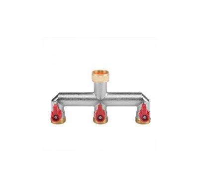 2-veis splitter med ventiler, innvendig og utvendig gjenge 3/4", nickiel MESSING