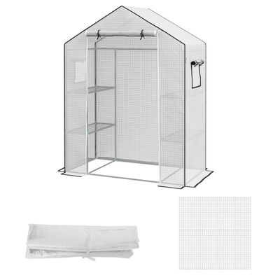 Rootz Greenhouse Film Cover - UV -skyddad ersättning tarp - tårbeständig plast - 140x73x190cm vit