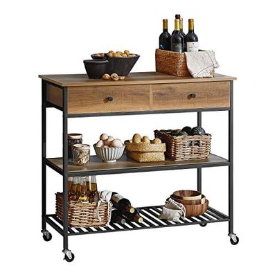 Rootz Köksvagn i industriell vintagestil Köksförvaringsvagn Serveringsvagn med 2 lådor 2 hyllor