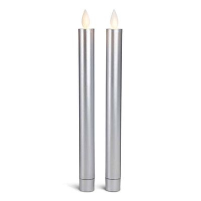 LED kronelys plast - 2 stk. - 22,2 cm - m/3D-flamme - (flere farger)