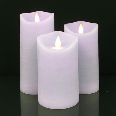 LED blokklys - rustikk - 3 stk. - 10/12,5/15 cm - m/3D-flamme - (flere farger)