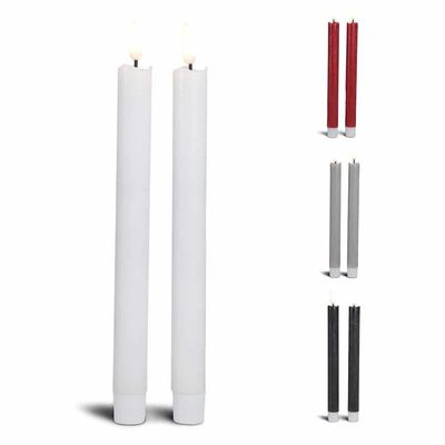 LED kronelys stearinlys - 2 stk. - 22,2 cm - m/3D-flamme - (flere farger)