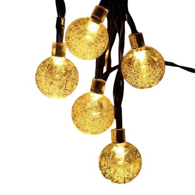 Solcelle-lyslenke m/kulelys – 5M, 20 LED / 7M, 50 LED / 12M, 100 LED