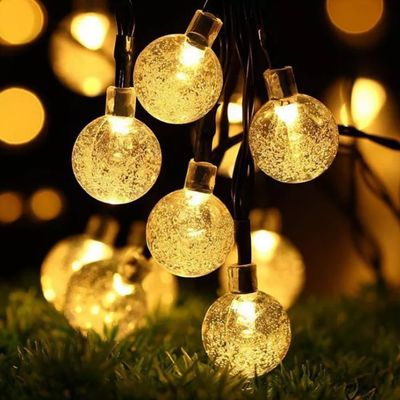Solcelle-lyslenke m/kulelys – 5M, 20 LED / 7M, 50 LED / 12M, 100 LED