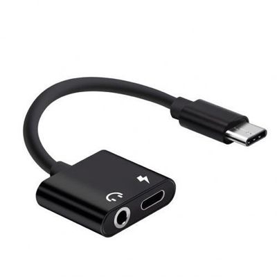 Adapter USB-C - 3,5mm - USB-C Oplad & Lyt - Sort