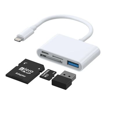 SiGN 4-i-1 Lightning til USB-A, SD/TF, Lightning - Hvid