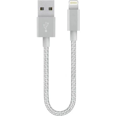 SiGN USB-kaapeli Lightning-liittimellä 2.4A, 12W iPhoneen, 25cm - Hopea