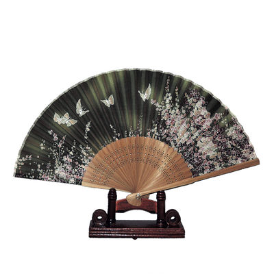 Vifte - Sommerfugler med blomster [M6] - Grønn [Brun]