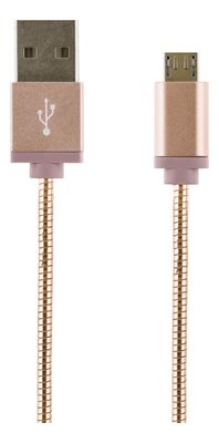 STREETZ USB-synkronointi-/latauskaapeli, metallipäällysteinen Micro USB 1m