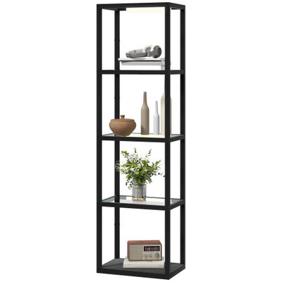 Golvlampa med hylla, 45x29x157 cm, svart