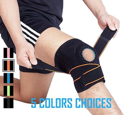 1Pc silikone patella stabilisator knæ tandbøjle strop mediale støtte stærk menisk kompression beskyttelse sport pad kører ærme Sort orange1