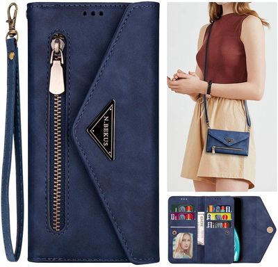 Gangxun Lanyard sag til Samsung Galaxy A32 5g aftagelig Crossbody Lanyard Lynlås Tegnebog tegnebog taske med 6 kortholdere, premium Pu læder beskyt...