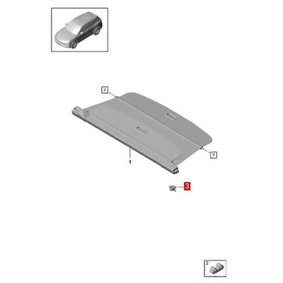 Takaosan oikea tavaratilan kannen laakerilohkon tuki 9Y3867778A1E0 Porsche Cayenne 2018-2024 Bearille Black