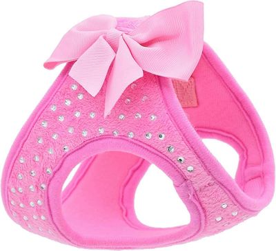 YRKJ Pink Girl Dog Harness Pienet söpöt pentuvaljaat rusetilla, rinnanympärys 16,53", kaula 14,96", sopii pienille koirille