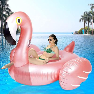 Kæmpe oppustelig flamingo ride på pool float, sprænge pool floatie med hurtige ventiler svømning flydende flåde, lounge, sommerfest dekorationer le...