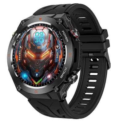 KC82 Outdoor GPS Smart Watch Bluetooth-puhelut Kompassi Korkeusbarometri Sykemittari Fitness Smartwatch Musta