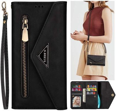 Gangxun Lanyard sag til Samsung Galaxy A32 5g aftagelig Crossbody Lanyard Lynlås Tegnebog tegnebog taske med 6 kortholdere, premium Pu læder beskyt...