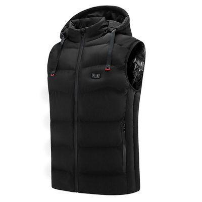 9 aluetta Lämmitettävä hupullinen liivi Miesten lämmitys takille Talvimetsästys Vartalonlämmitin vaatteet Nopeasti lämpenevä liivi w / 3 Heatin Bla...