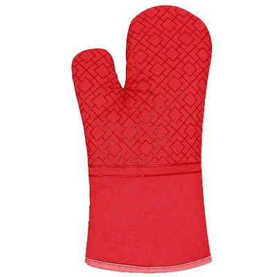 Køkkenhandsker Grydeholder Handsker Luffer Bagning Isolering Handsker til Bbq Skridsikker Resistente Linned Grydelapper Pad Ovn Luffer Rød