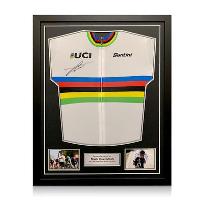 Exclusive Memorabilia Mark Cavendish allekirjoitti virallisen maailmanmestaripaidan. Vakiokehys