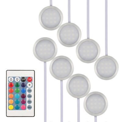 8PCS ohut pyöreä muoto RGB LEDit kaapin valosarjan alla SMD5050 kiekkolampun väriä vaihtava himmennettävä bri