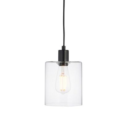 Endon Lighting Enkelt vedhæng lys mat sort, klart glas