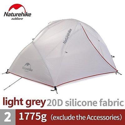 Tents Opgraderet Star River 2 ultralet udendørs campingtelt 2 personer 4 sæson 20d silikonetelte med gratis måtte 20D-lysegrå