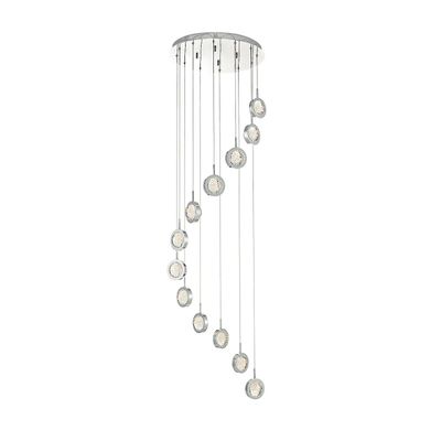 Dar Lighting Livia Cluster LED Vedhæng Lyspoleret Krom & Glaskugler, 12x LED