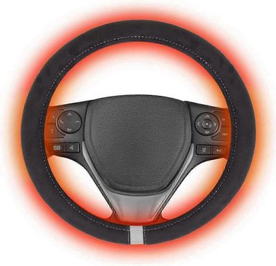 12v lämmitetty ohjauspyörän kansi sotkeutumaton muotoilu auton lämmitys kädenlämmitin 15in - JA
