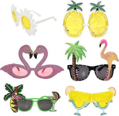 Aespa Party Briller Morsomme briller Nyhet Party solbriller 6 Pack Ananas solbriller Tropiske solbriller Cocktailparty tilbehør Morsomme solbriller