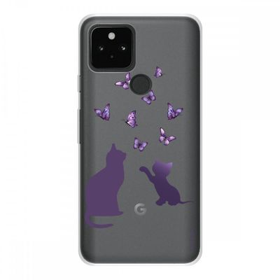 Crazy Kase Shell til Google Pixel 5 blød silikone 1 mm, killing leger med sommerfugl
