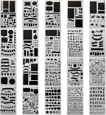 Snngv Bullet Journal Stencils Sæt 20 stk Plastic Planner Stencil til Dagbog Journal Scrapbog DIY Craft Tegning Skabelon