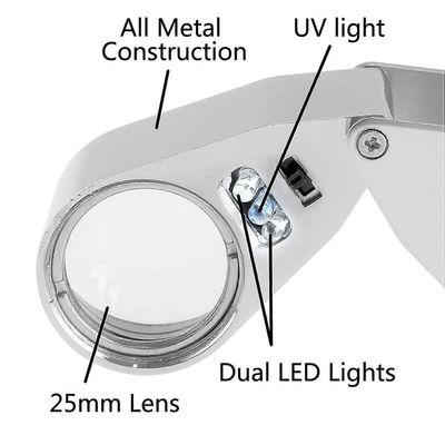 LED-luuppisuurennuslinssi - 40X laajuus koruille, kolikoille, harrastuksille, kelloille, postimerkeille