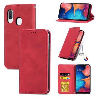 Gangxun Sag til Samsung Galaxy A20e/a10e Magnetisk Lukning Læder Tegnebog Cover Housse Etui Shockproof - Rød