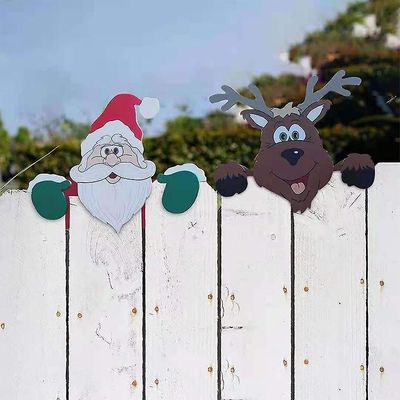 Varychmoo Julen Santa Claus Elk Gjerde Peeker Utendørs Hage Festival Anledning Dekorer Elg