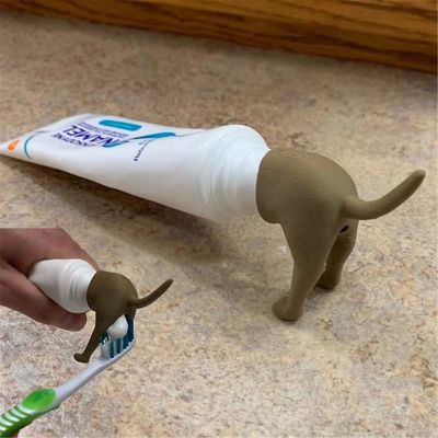 Pooping Pet Dog Butt Tannkrem Cap Tannkrem Oppkast Topper Dispenser Cap Funny Novelty Gadgets Gift For Friends Familie Brown