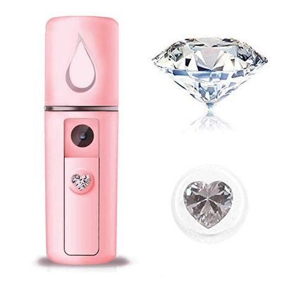 Nano Facial Steamer Mist Spray Øyenvippe Extensions Pore Rensing Vann SPA Hydrating Hydrating Face Sprayer USB oppladbar Mini Beauty Device (rosa)