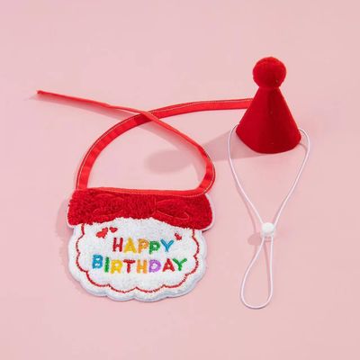 Tianzun Pet Cat Dog Gratulerer med dagen Bib og Party Hat Mini Doggy Cat Bursdag Bandana skjerf Pet Bursdag Outfit Pet Kostymer Rød