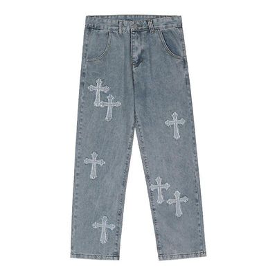 Sldxd Jeans Cross Design Mænd Streetwear baggy jeans bukser Cross hip hop Herre Loose Jeans Bukser Kvinder oversized Kæreste Jeans Denim Jeans_SLDX...