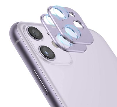 Kameralinsebeskytter til Iphone 11, aluminiumslegeringslinsebeskyttelsesring, 2 stk. Lilla