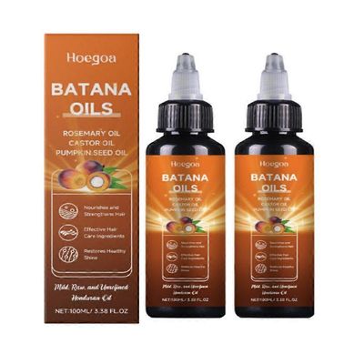 Batanaöljy hiustenkasvuun, 4-in-1 puhdas ja jalostamaton hondurasilainen öljy rosmariinilla, risiinilla ja kurpitsansiemenöljyllä, ravitsee, vahvis...