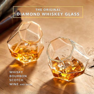 diamant whisky briller, blyfritt krystallklart glass, 10-unse, kommer i luksus gaveemballasje, sett med 2