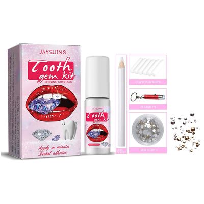unbrand DIY Tooth Gem Kit Skinnende tenner Flyttbare tenner Kunstig krystall ornament for jenter Gutter Kvinne Mann